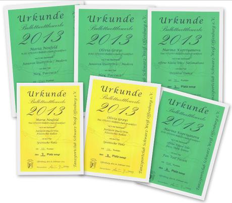 Ballettwettbewerb Offenburg Urkunde